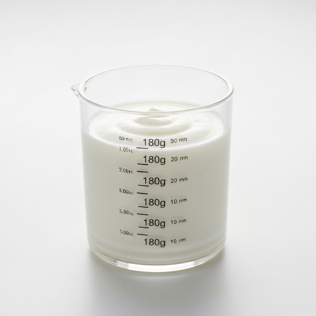 Measured Greek yogurt portion showing satiety context